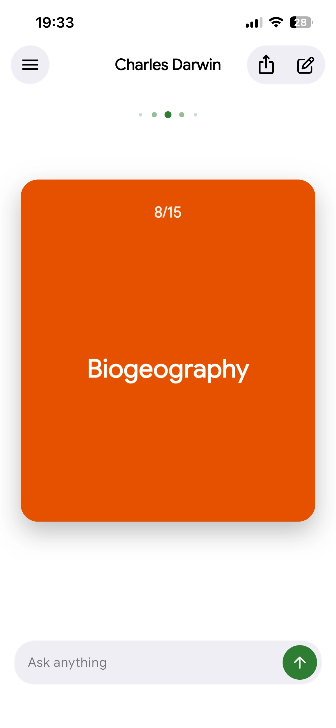 Flipping a flashcard made from class notes