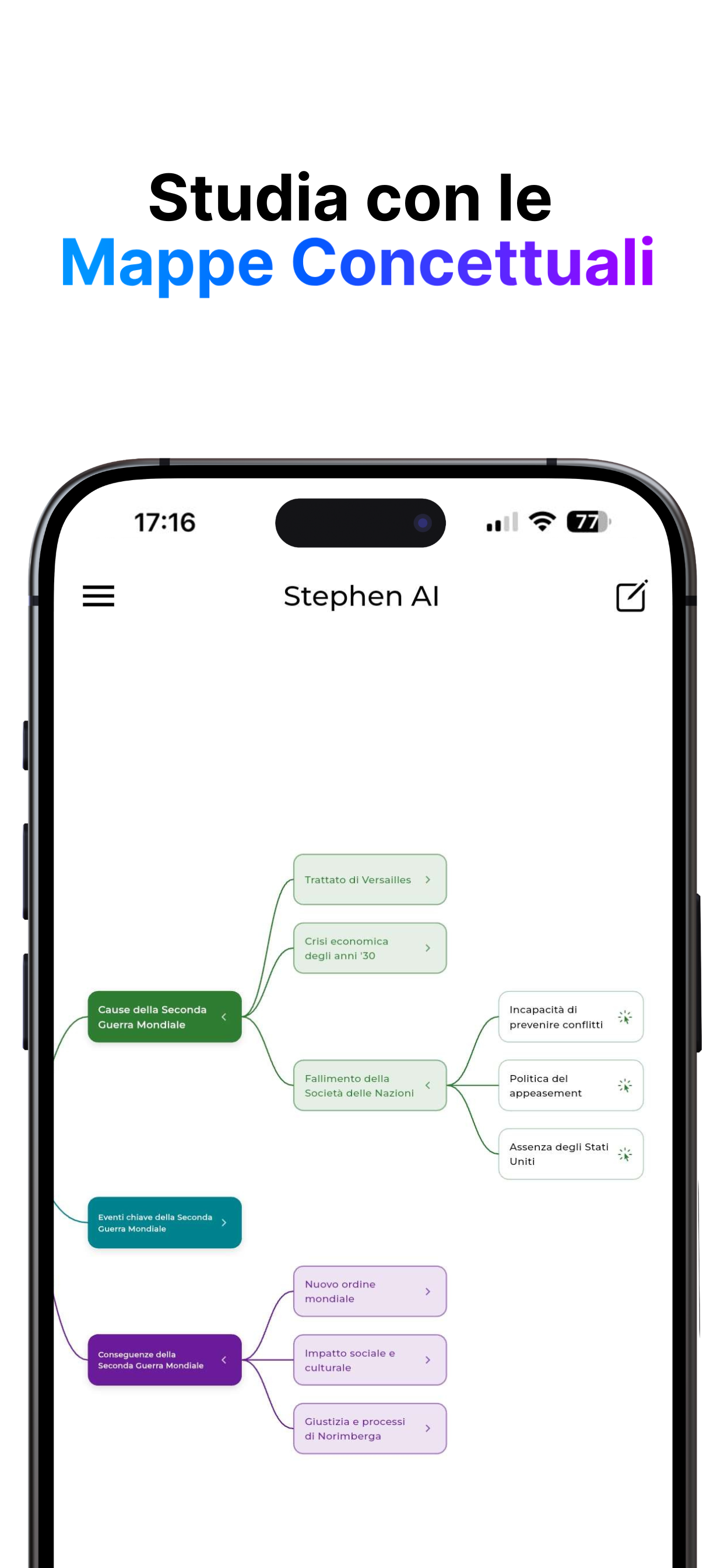 Studia con le mappe concettuali su Stephen AI